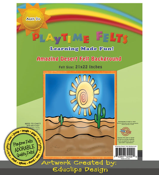 21" x 22" Amazing Desert Felt Scene for Board and Easel Flannel Board Teaching - Felt Board Stories for Preschool Classroom Playtime Felts
