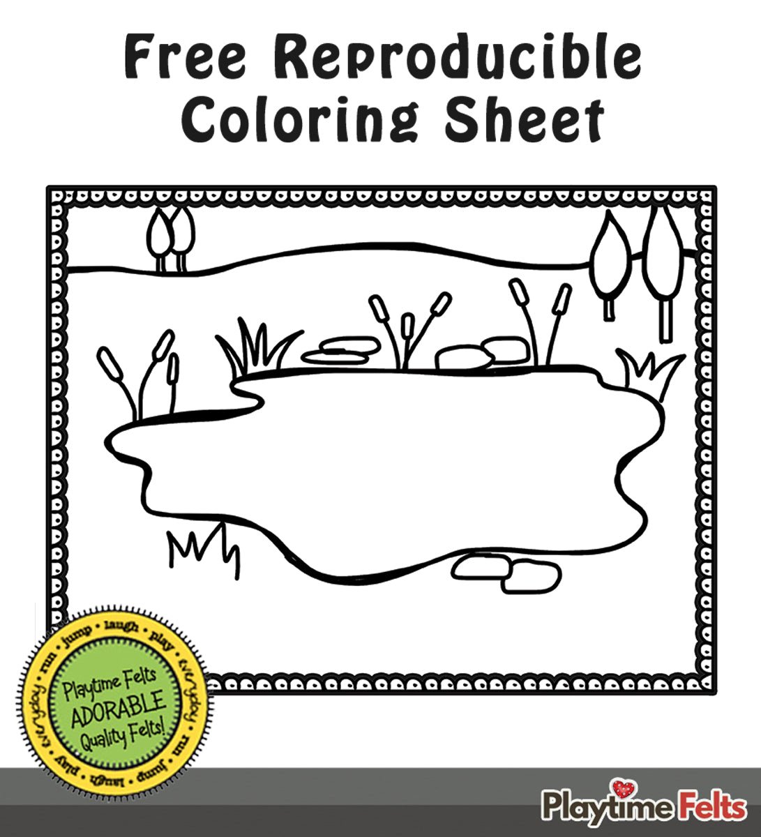 21" x 22" Down by the Pond Felt Scene for Board and Easel Flannel Board Teaching - Felt Board Stories for Preschool Classroom Playtime Felts