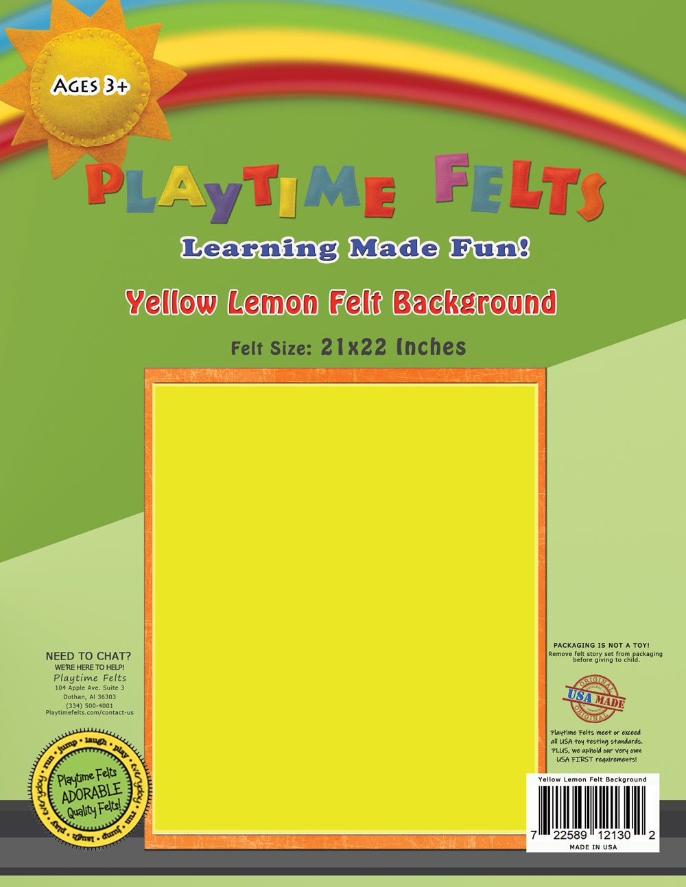 21" x 22" Easy Peasy Yellow Lemon Felt Backgrounds for Flannel Board Teaching - Felt Board Stories for Preschool Classroom Playtime Felts