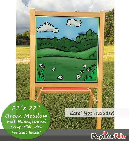 21" x 22" Green Meadow Felt Scene for Board and Easel Flannel Board Teaching - Felt Board Stories for Preschool Classroom Playtime Felts