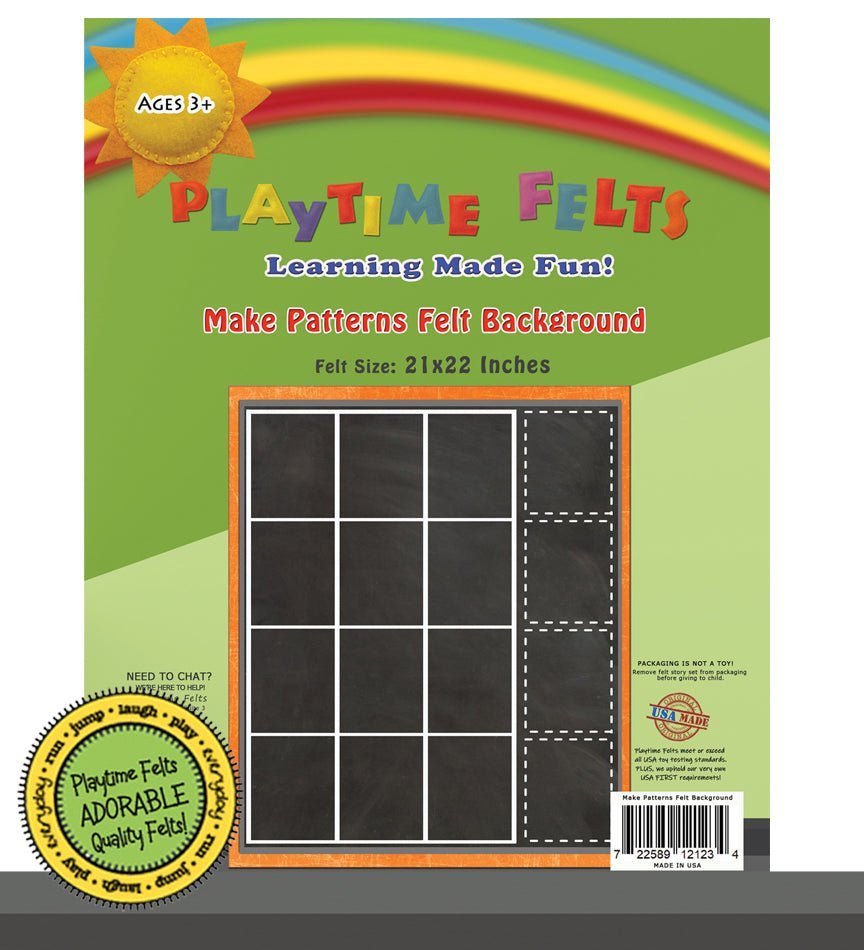 21" x 22" Make Patterns Felt Background for Board and Easel Flannel Board Teaching - Felt Board Stories for Preschool Classroom Playtime Felts