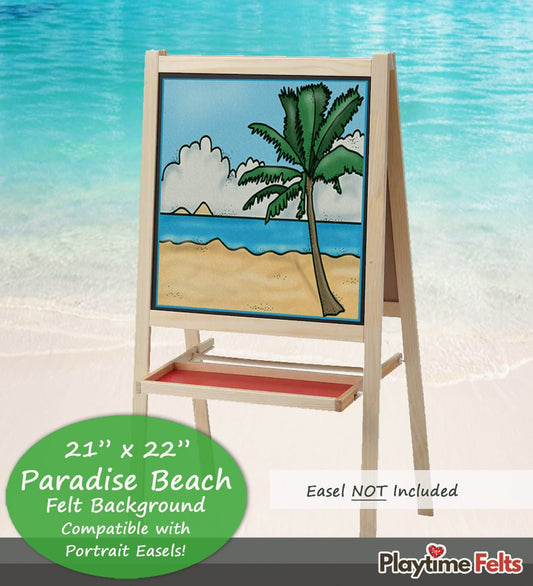 21" x 22" Paradise Beach Felt Scene for Board and Easel Flannel Board Teaching - Felt Board Stories for Preschool Classroom Playtime Felts
