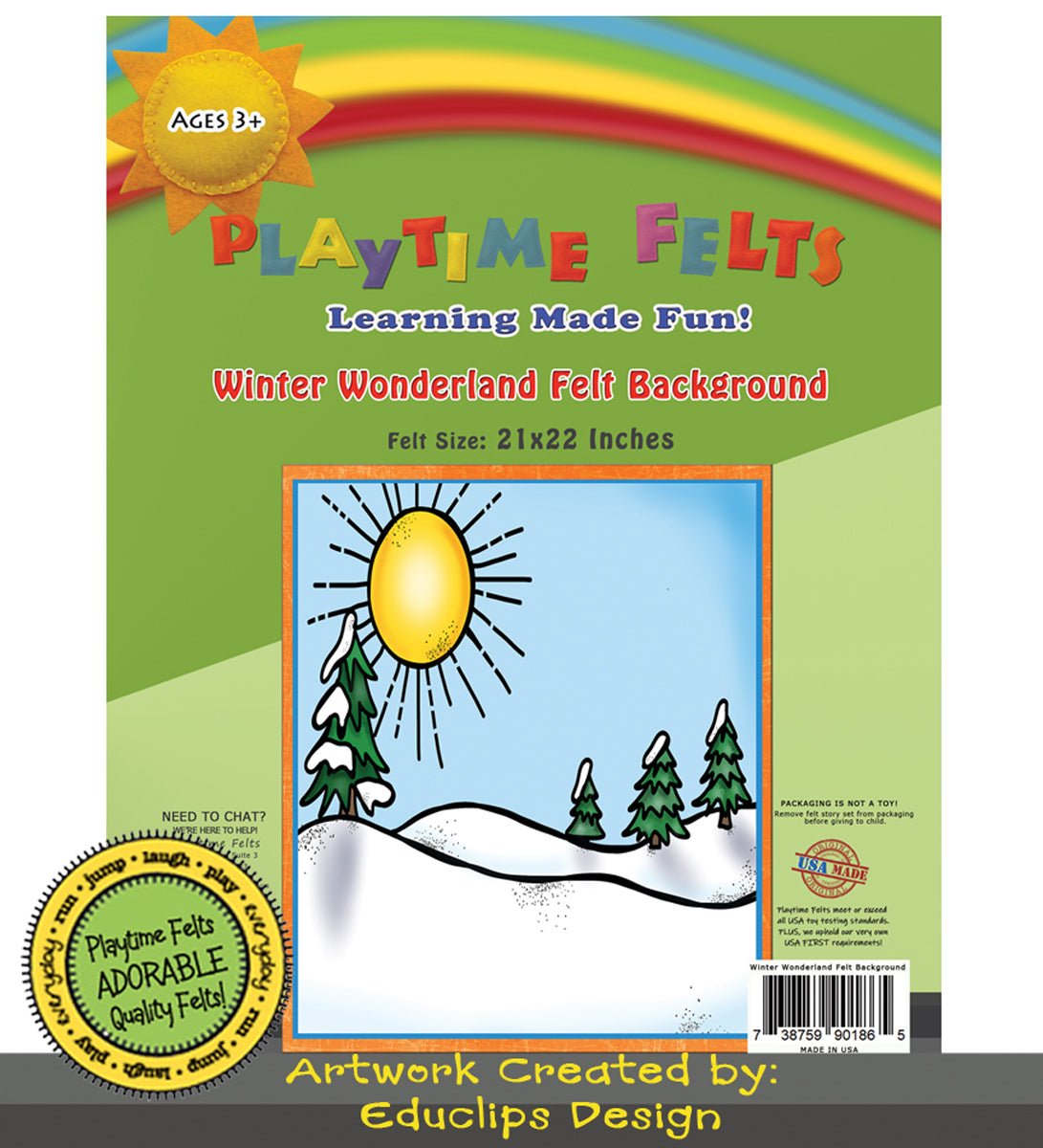 21" x 22" Winter Wonderland Felt Scene for Board and Easel Flannel Board Teaching - Felt Board Stories for Preschool Classroom Playtime Felts