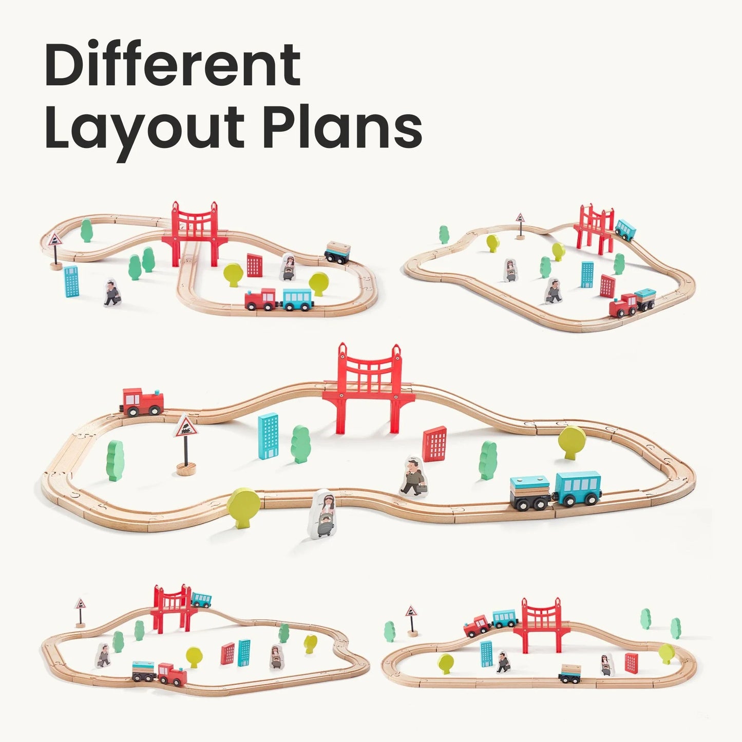 Wooden Toy Train Track 39 Piece Set