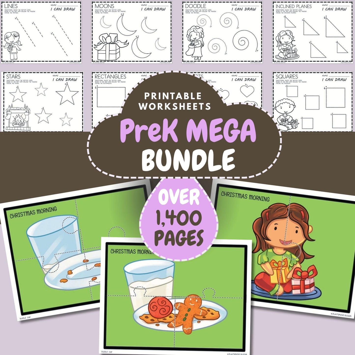 Preschool Worksheet Bundle: 1400+ Pages, Activity Printables PDF Download