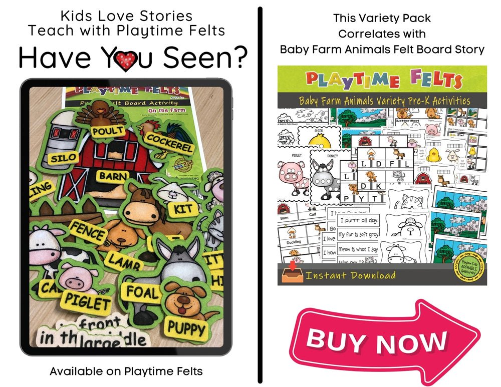 Baby Farm Animals Color, Trace, Cut & Paste Variety Pack π₯ INSTANT Download - Preschool Activity Sheets Playtime Felts