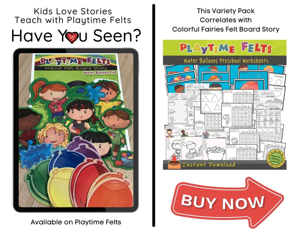 Colorful Water Balloons Preschool Worksheets INSTANT 📥 Download - Preschool Activity Sheets Playtime Felts