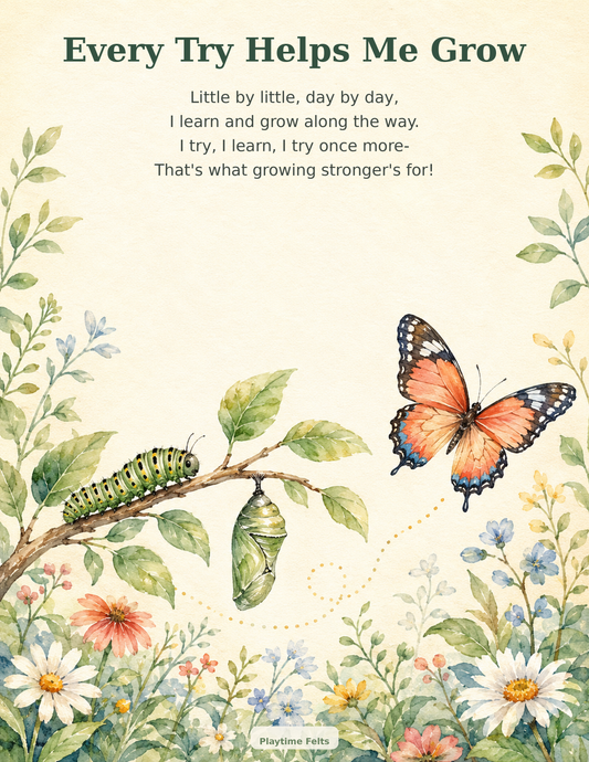 Every Try Helps Me Grow Poem & Handprint activity - FREE
