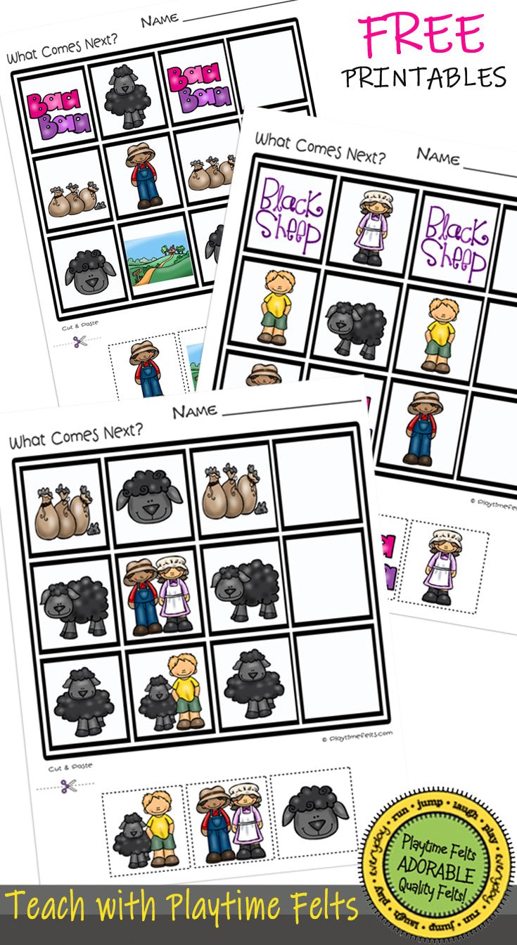 FREE Baa Baa Black Sheep Preschool Learning Printable - Preschool Activity Sheets Playtime Felts