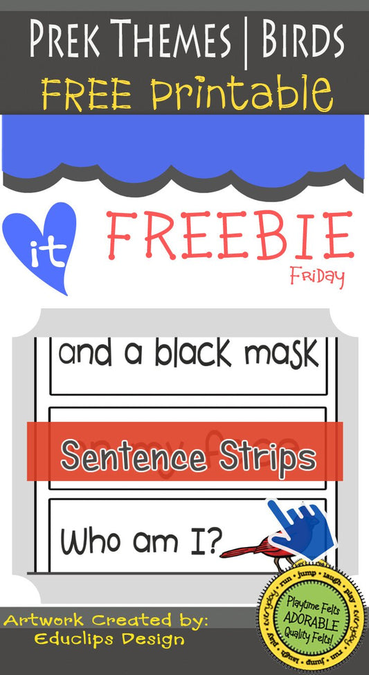 FREE Birds Sentence Strips - Preschool Activity Sheets Playtime Felts