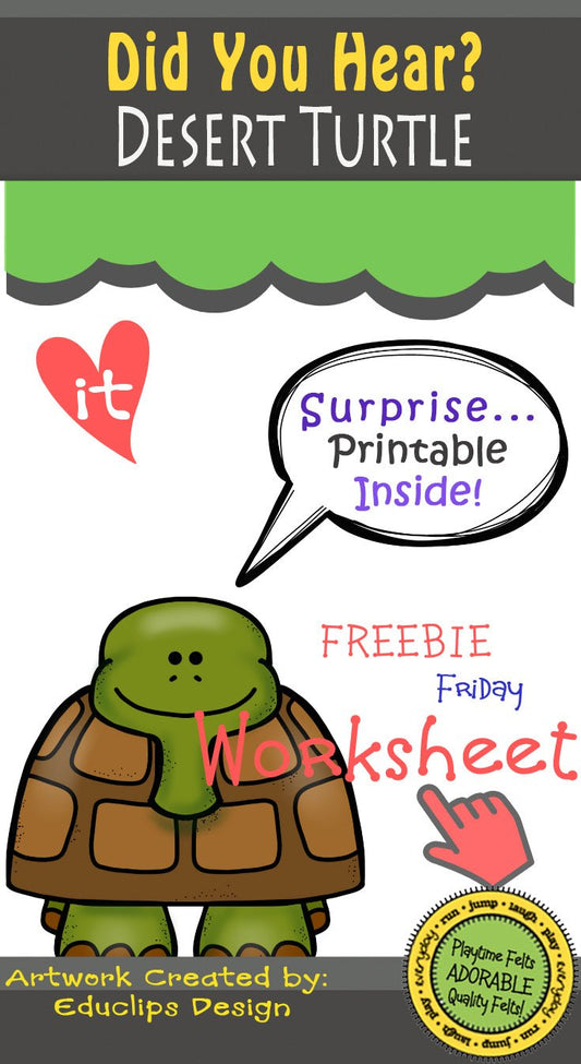 FREE Desert Tortoise 5-10-20 Scenic Cut and Paste Printables - Preschool Activity Sheets Playtime Felts