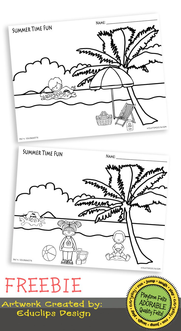 FREE Preschool Coloring Sheets Summer Time Fun - Preschool Activity Sheets Playtime Felts