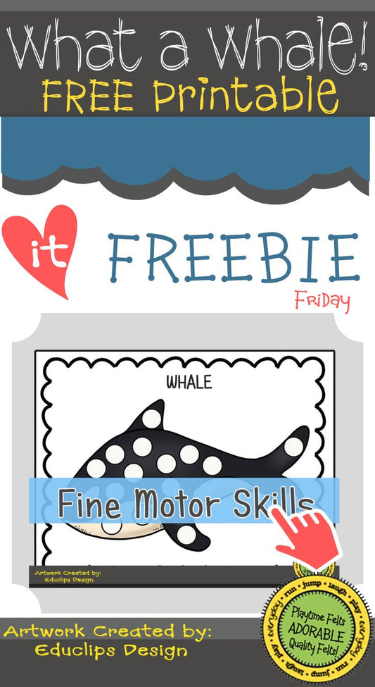 FREE What a Whale Fine Motor Skills Dot Marker Printables - Preschool Activity Sheets Playtime Felts