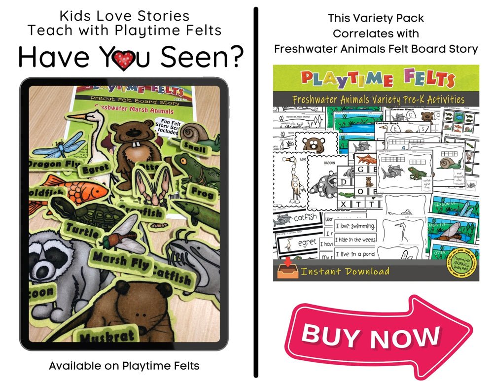 Freshwater Marsh Animals Color, Trace, Cut & Paste Variety Pack π₯ INSTANT Download - Preschool Activity Sheets Playtime Felts