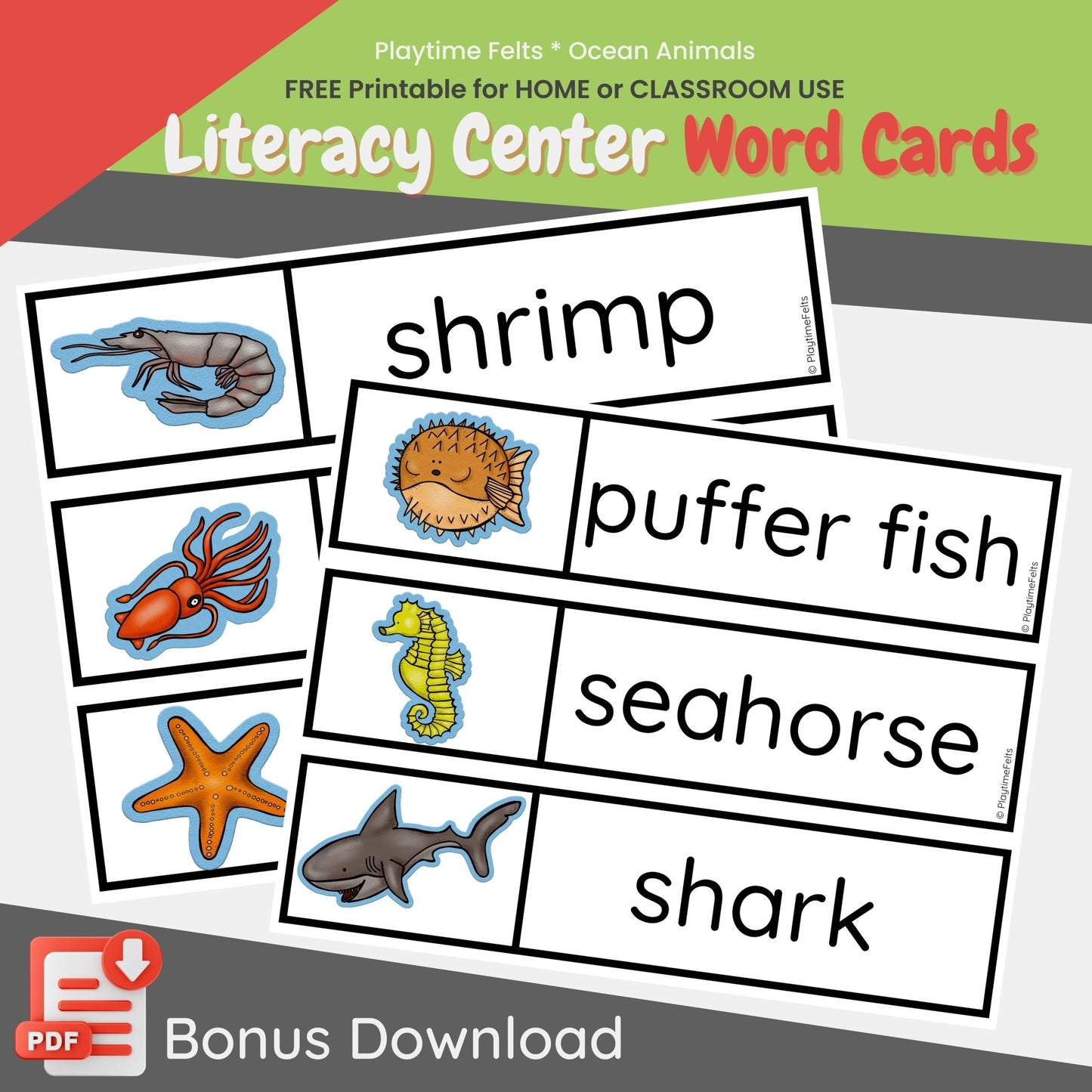 Ocean Animals and Their Names Felt Board Story Set for Preschool - Felt Board Stories for Preschool Classroom Playtime Felts