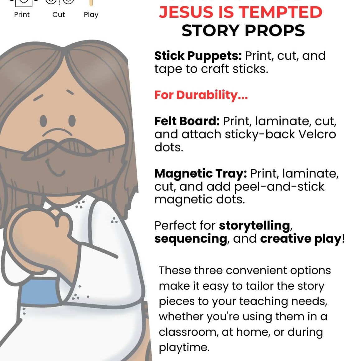 Temptation of Jesus Story Printables | Felt Board & Magnetic Story Images - Story Printables Playtime Felts
