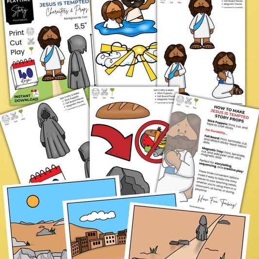 Temptation of Jesus Story Printables | Felt Board & Magnetic Story Images - Story Printables Playtime Felts