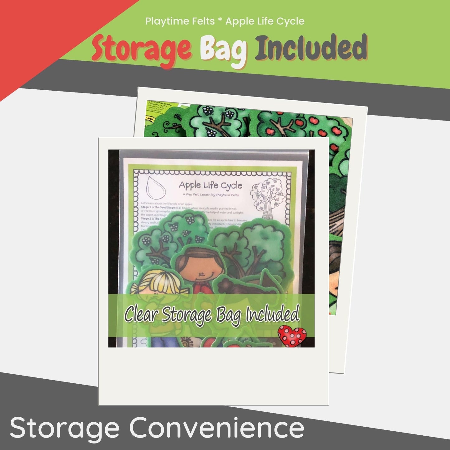 Apple Life Cycle | Felt Board Story Set for Preschool - Felt Board Stories for Preschool Classroom Playtime Felts