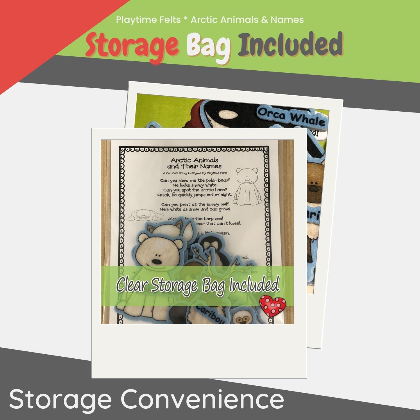 Arctic Animals & Their Names | Felt Board Set comes with clear storage bag for convenient classroom use. Shop today!