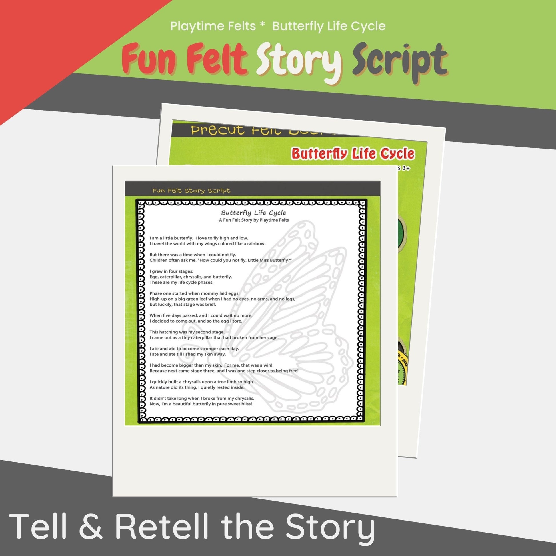 Butterfly Life Cycle | Felt Board Story Set for Preschool - Felt Board Stories for Preschool Classroom Playtime Felts