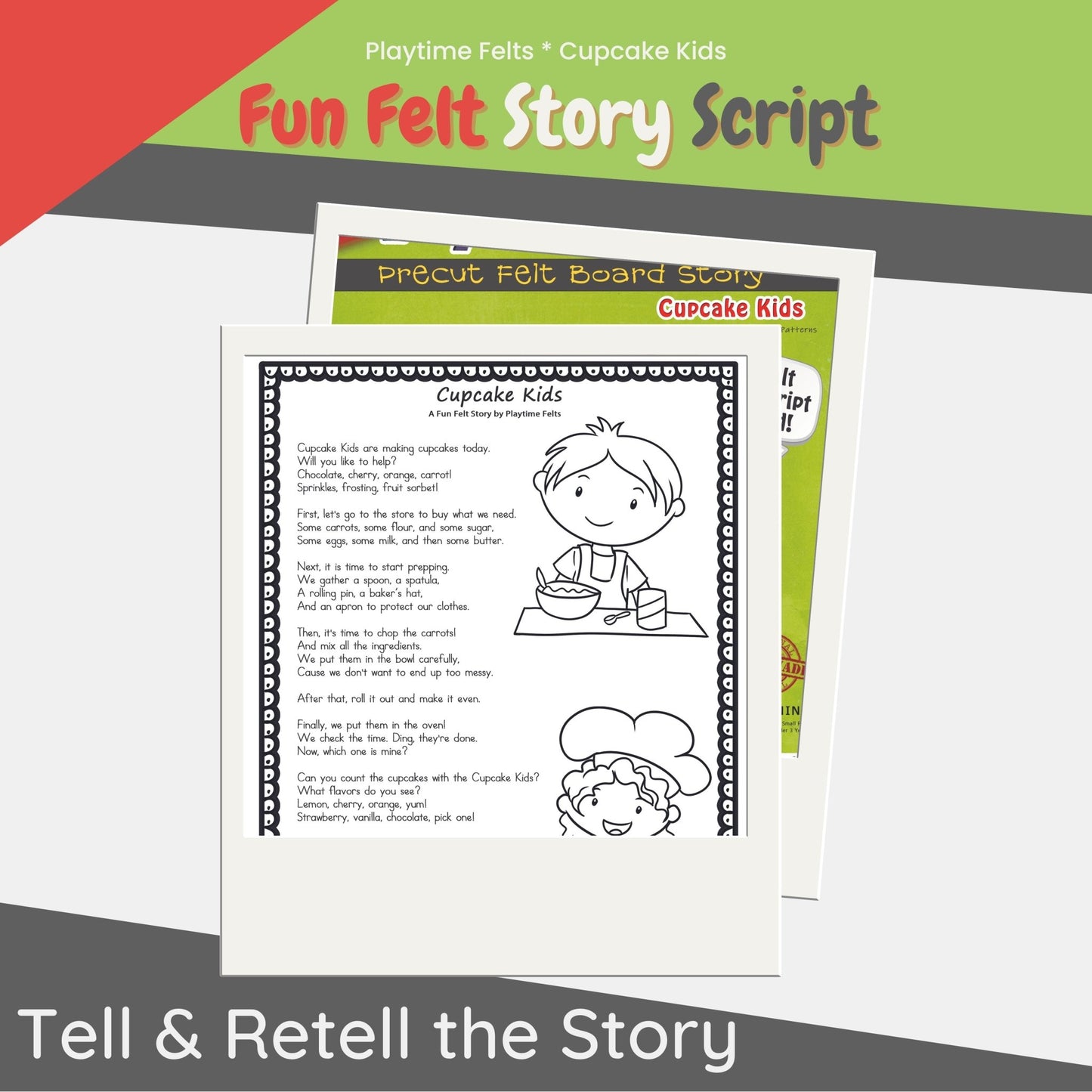 Cupcake Kids Preschool Activity Felt Board Play - Felt Board Stories for Preschool Classroom Playtime Felts