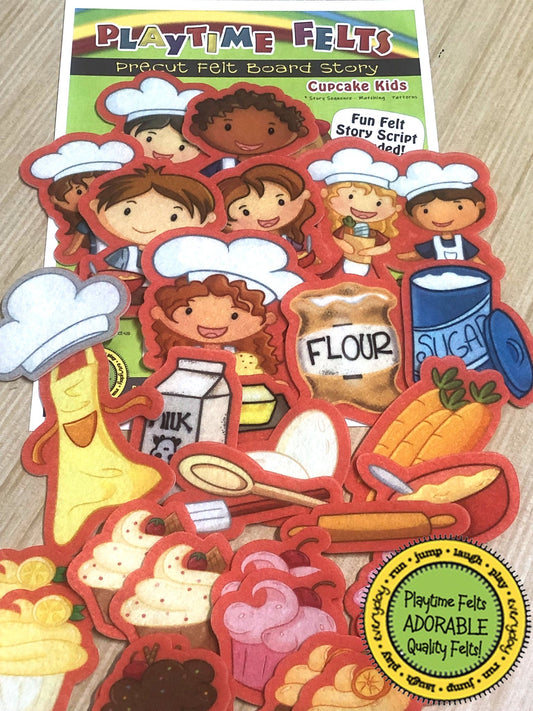 Cupcake Kids Preschool Activity Felt Board Play - Felt Board Stories for Preschool Classroom Playtime Felts