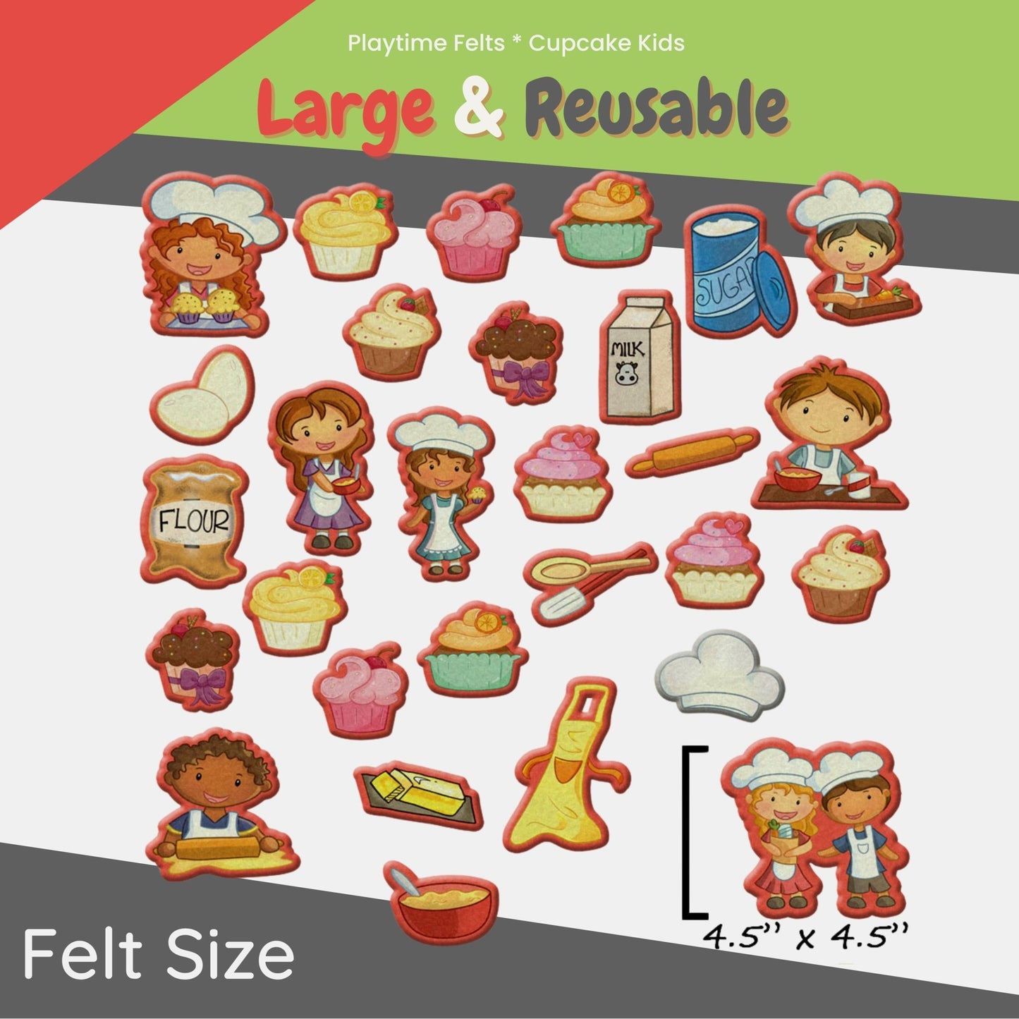 Cupcake Kids Preschool Activity Felt Board Play - Felt Board Stories for Preschool Classroom Playtime Felts