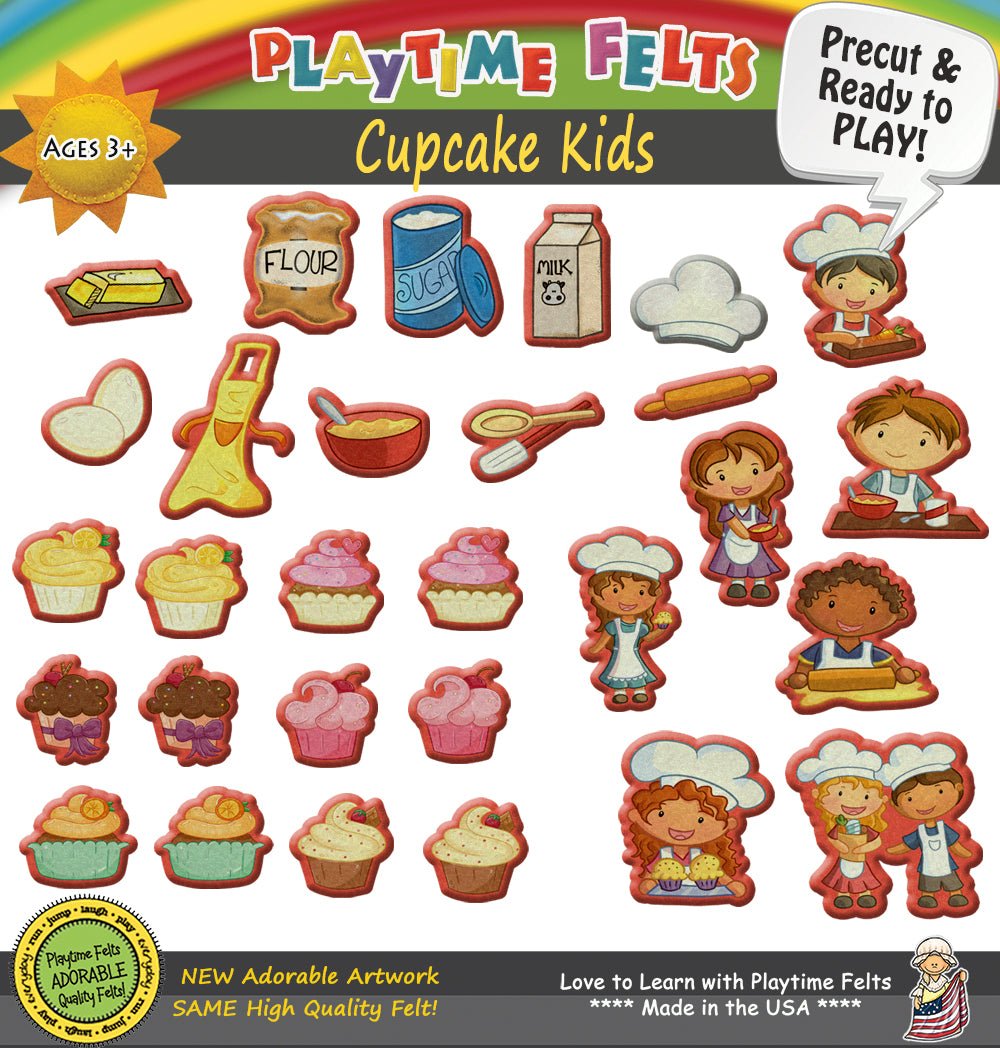 Cupcake Kids Preschool Activity Felt Board Play - Felt Board Stories for Preschool Classroom Playtime Felts