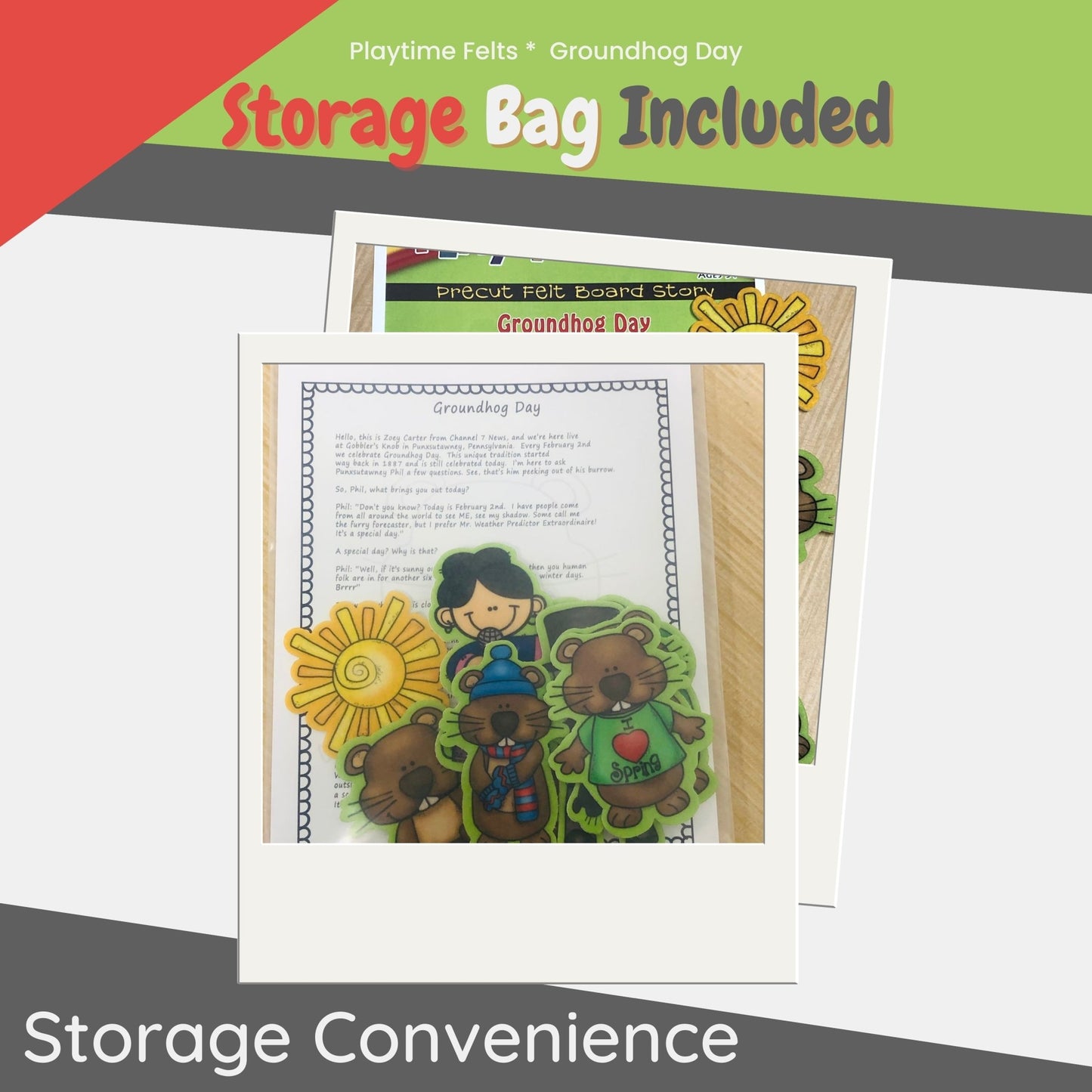 Groundhog Day | Felt Board Story Set for Preschool - Felt Board Stories for Preschool Classroom Playtime Felts