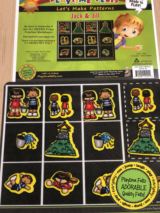 Jack and Jill Pattern Games for Preschoolers - Felt Board Stories for Preschool Classroom Playtime Felts