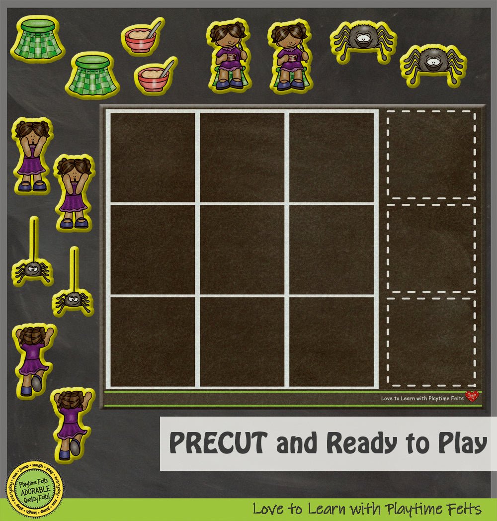 Little Miss Muffet Pattern Games for Preschoolers - Felt Board Stories for Preschool Classroom Playtime Felts