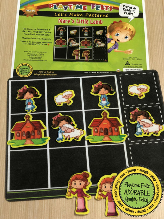Mary Had a Little Lamb Pattern Games for Preschoolers - Felt Board Stories for Preschool Classroom Playtime Felts