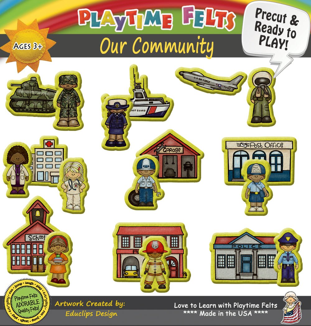 Our Community Helpers | Felt Board Story Set for Preschool - Felt Board Stories for Preschool Classroom Playtime Felts