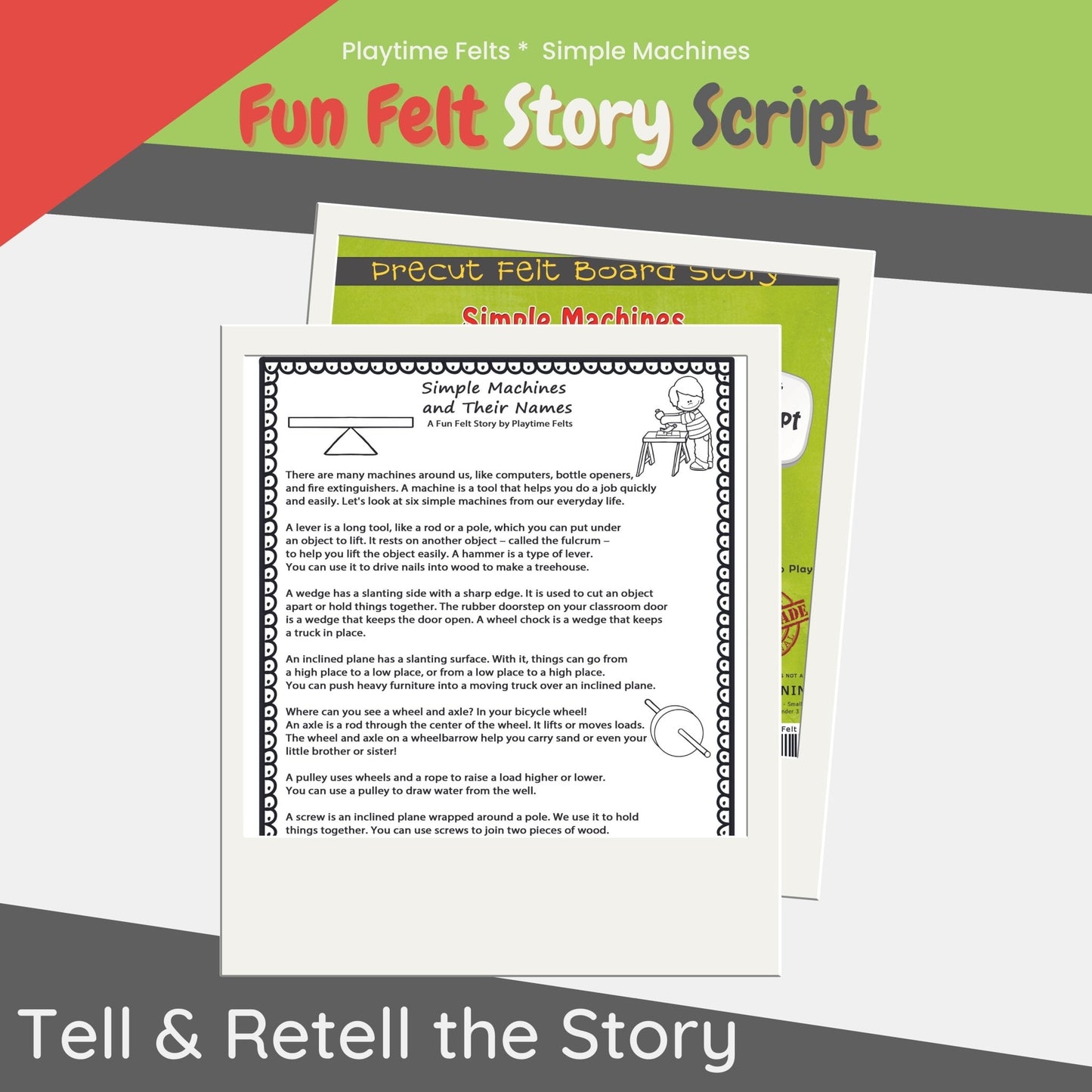 Simple Machines | Felt Board Story Set for Preschool - Felt Board Stories for Preschool Classroom Playtime Felts