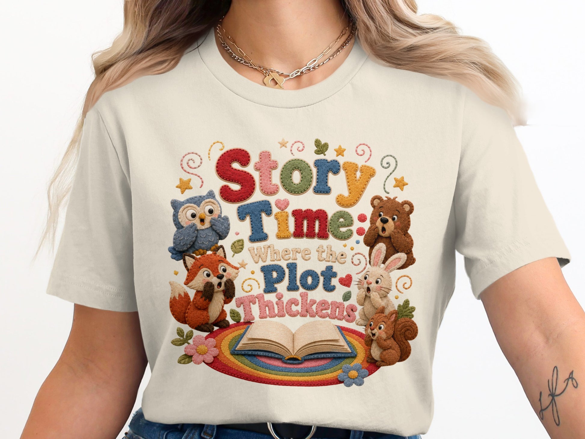 Story Time: Where the Plot Thickens graphic with animals around an open book.
