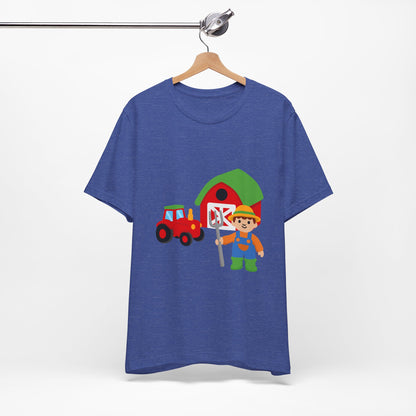 On the Farm T-Shirt – Cute Farmer, Tractor & Barn Design