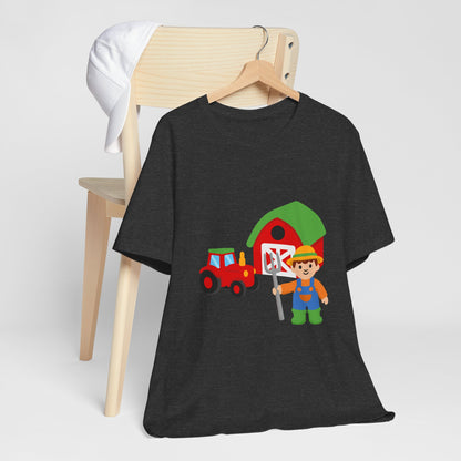 On the Farm T-Shirt – Cute Farmer, Tractor & Barn Design