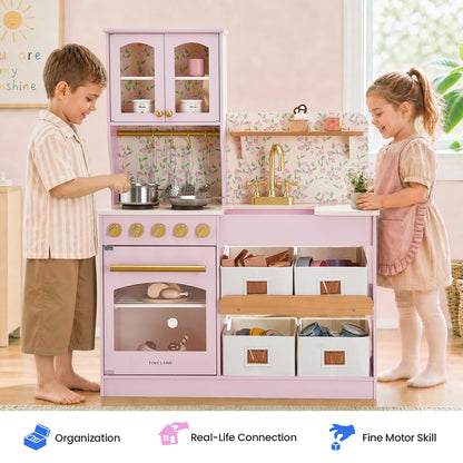 Tiny Land® Wooden Play Kitchen with Storage for Creative Toddlers