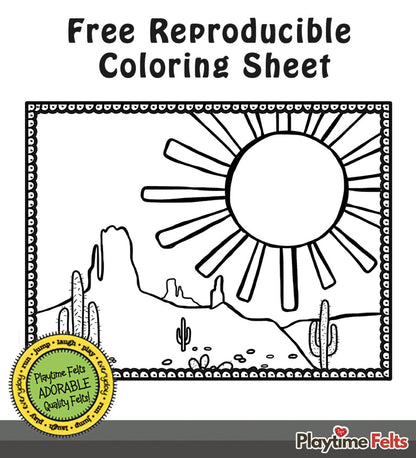21" x 22" Amazing Desert Felt Scene for Board and Easel Flannel Board Teaching - Felt Board Stories for Preschool Classroom Playtime Felts