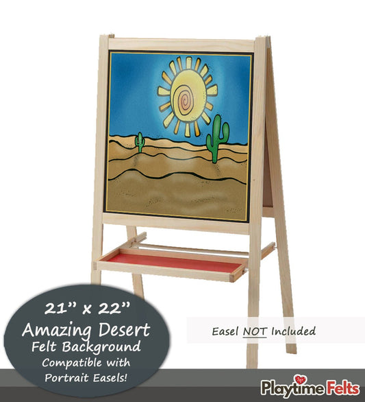 21" x 22" Amazing Desert Felt Scene for Board and Easel Flannel Board Teaching - Felt Board Stories for Preschool Classroom Playtime Felts