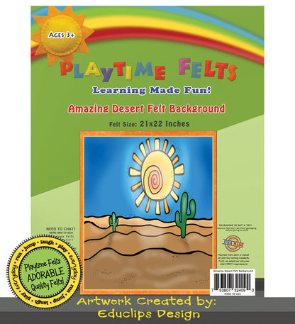 21" x 22" Amazing Desert Felt Scene for Board and Easel Flannel Board Teaching - Felt Board Stories for Preschool Classroom Playtime Felts
