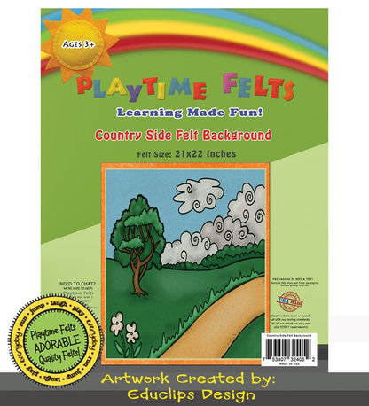 21" x 22" Country Side Felt Scene for Board and Easel Flannel Board Teaching - Felt Board Stories for Preschool Classroom Playtime Felts