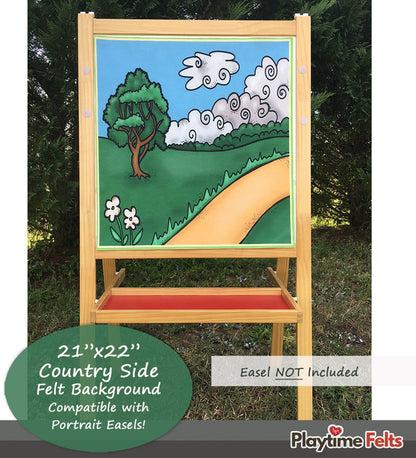 21" x 22" Country Side Felt Scene for Board and Easel Flannel Board Teaching - Felt Board Stories for Preschool Classroom Playtime Felts