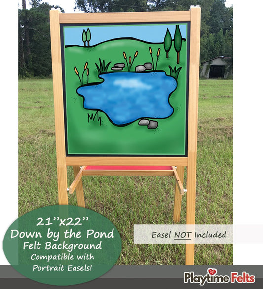 21" x 22" Down by the Pond Felt Scene for Board and Easel Flannel Board Teaching - Felt Board Stories for Preschool Classroom Playtime Felts