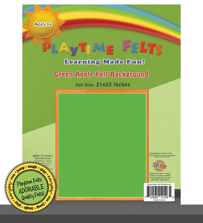 21" x 22" Green Apple Felt Backgrounds for Board and Easel Flannel Board Teaching - Felt Board Stories for Preschool Classroom Playtime Felts