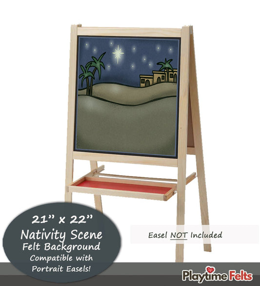 21" x 22" Nativity Felt Scene for Board and Easel Flannel Board Teaching - Felt Board Stories for Preschool Classroom Playtime Felts