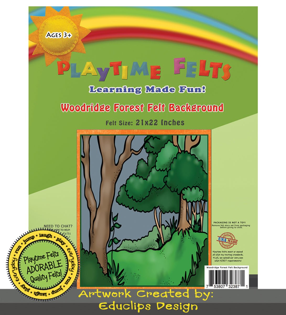 21" x 22" Woodridge Forest Felt Scene for Board and Easel Flannel Board Teaching - Felt Board Stories for Preschool Classroom Playtime Felts