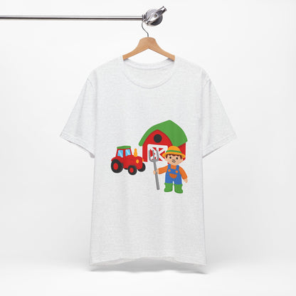 On the Farm T-Shirt – Cute Farmer, Tractor & Barn Design