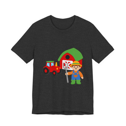 On the Farm T-Shirt – Cute Farmer, Tractor & Barn Design