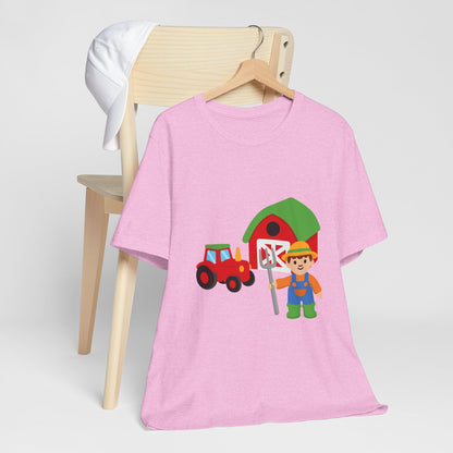 On the Farm T-Shirt – Cute Farmer, Tractor & Barn Design